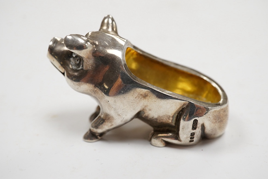 A modern silver pig condiment, Chamberlain Clarke Partnership, London, 1998, 46mm, 54 grams, Condition - fair to good